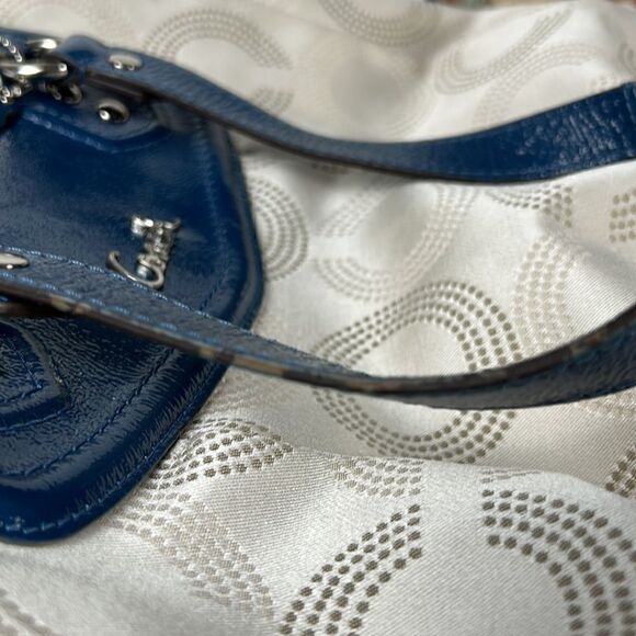 COACH ASHLEY Signature C Cloth Satchel shoulder bag Ivory/Peacock cross body - Picture 8 of 16